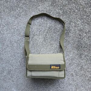 Vtg 70s 80s NIKON Embroidered Logo Patch Plain Earthtone Camera Bag Japan Made